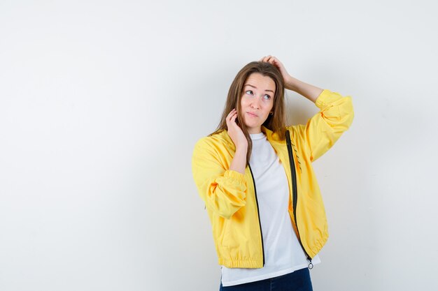 Expressive young woman posing