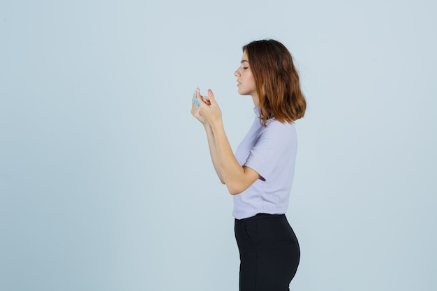 Expressive young woman posing