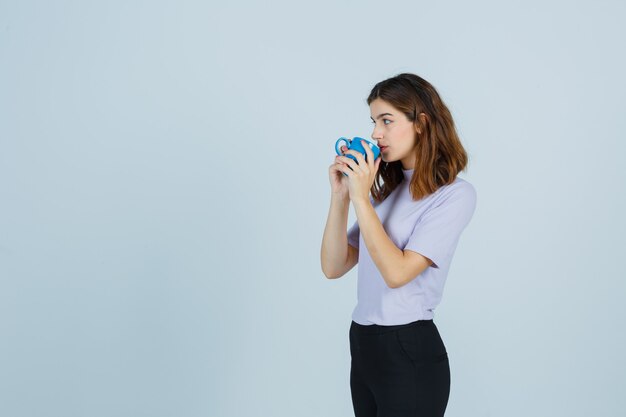 Expressive young woman posing