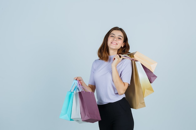 Expressive young woman posing