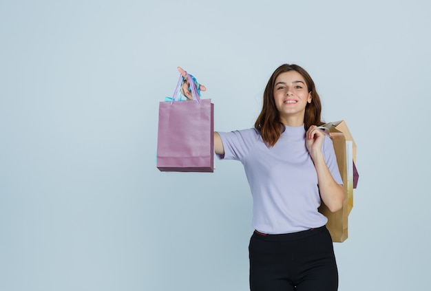 Expressive young woman posing