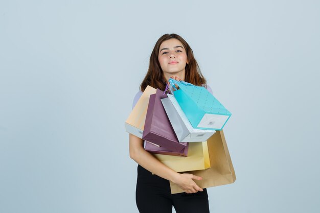 Expressive young woman posing