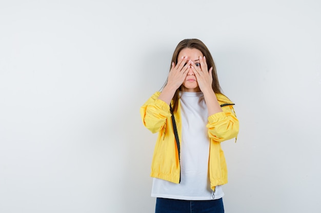 Expressive young woman posing