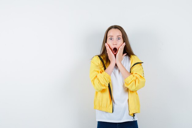 Expressive young woman posing