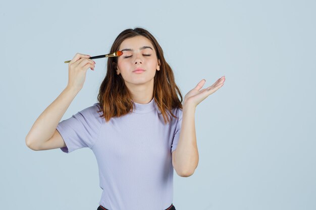 Expressive young woman posing