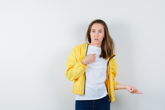 Expressive young woman posing