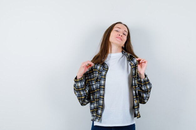 Expressive young woman posing