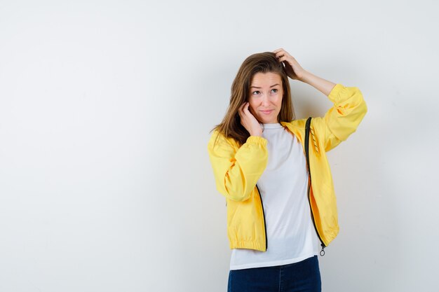 Expressive young woman posing