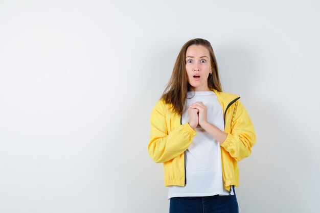 Expressive young woman posing