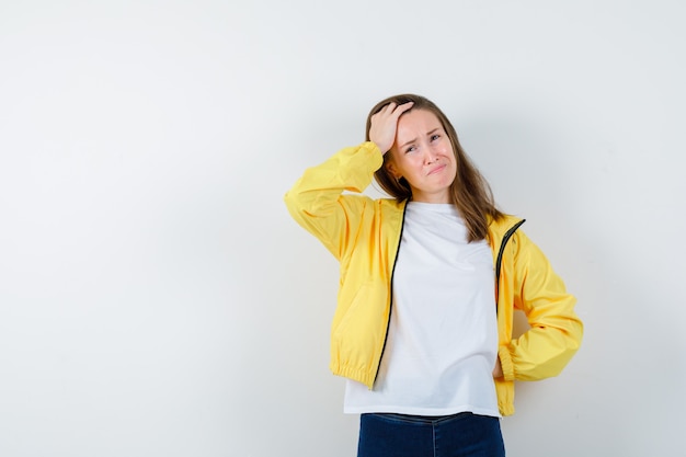 Expressive young woman posing