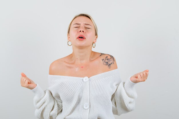 Expressive young woman posing