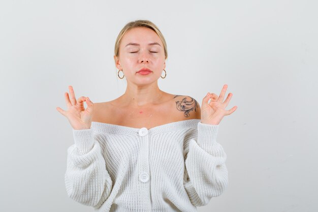 Expressive young woman posing