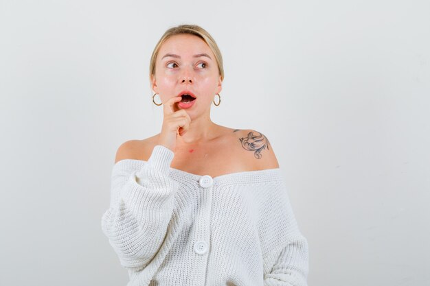 Expressive young woman posing