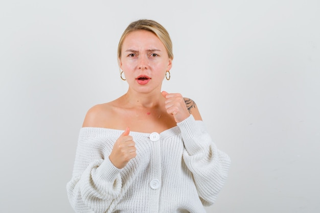 Expressive young woman posing