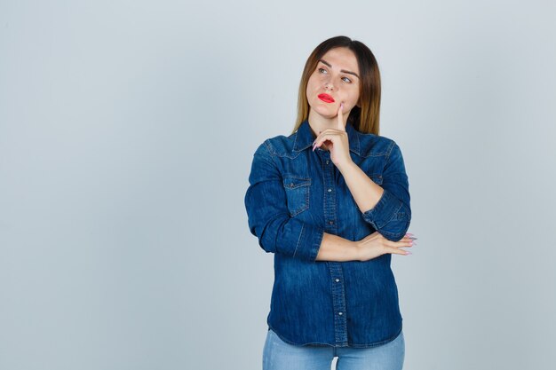 Expressive young woman posing