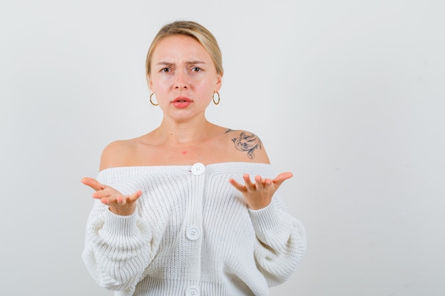 Expressive young woman posing