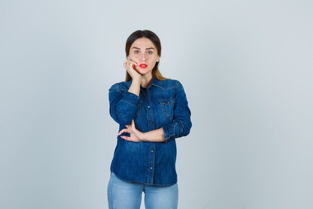 Expressive young woman posing