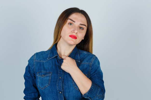 Expressive young woman posing