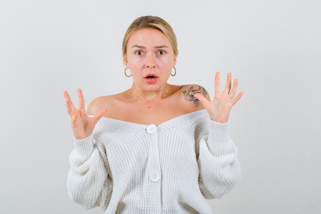 Expressive young woman posing