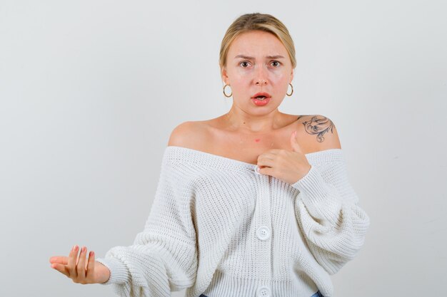 Expressive young woman posing