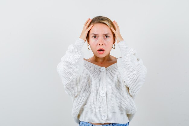 Expressive young woman posing