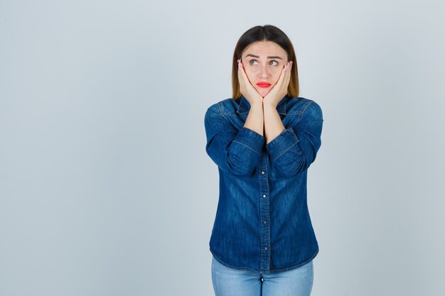 Expressive young woman posing