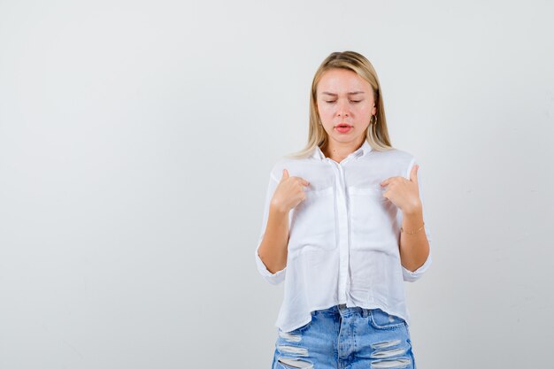 Expressive young woman posing