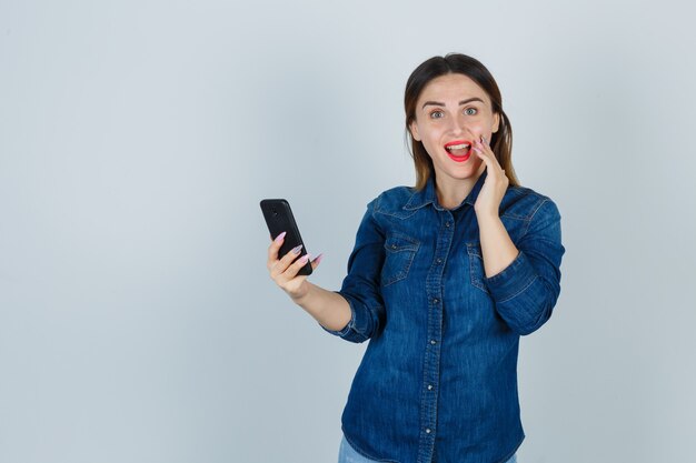 Expressive young woman posing