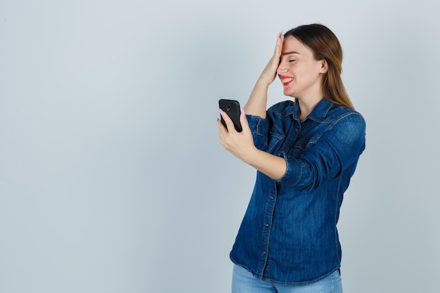 Expressive young woman posing