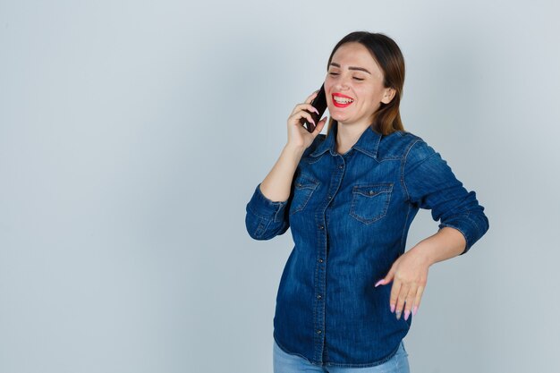 Expressive young woman posing