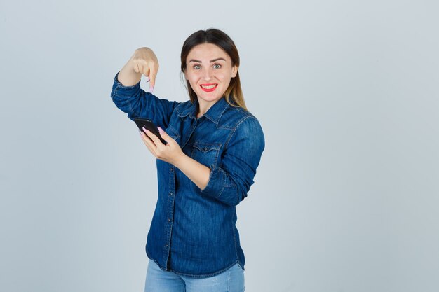 Expressive young woman posing