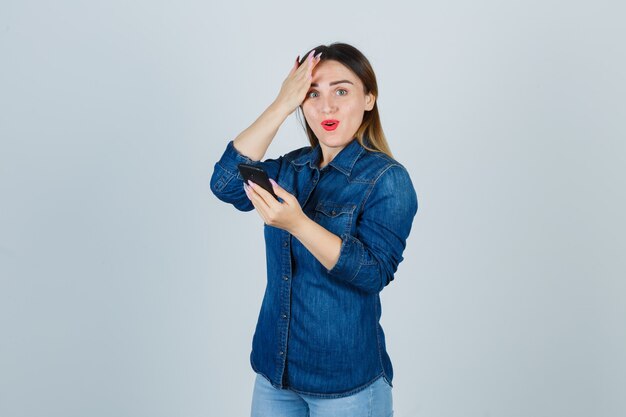 Expressive young woman posing