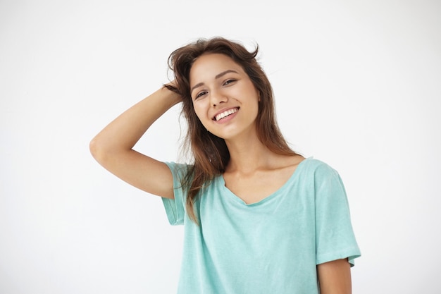 Expressive young woman posing