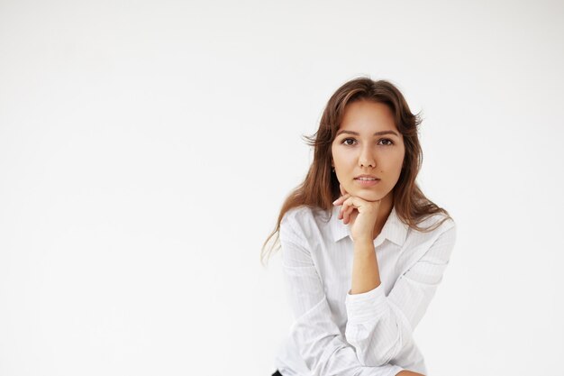 Expressive young woman posing