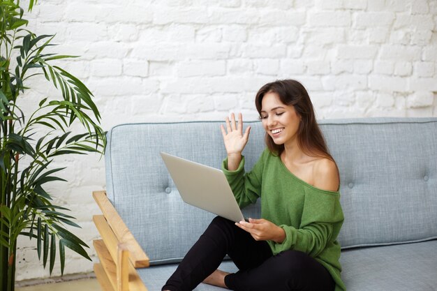 Expressive young woman posing