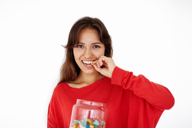 Expressive young woman posing