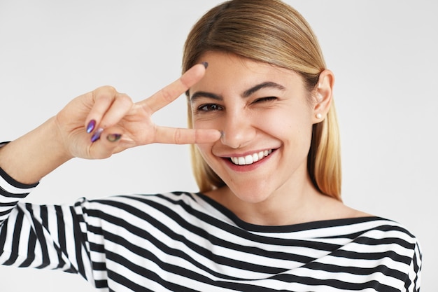 Expressive young woman posing