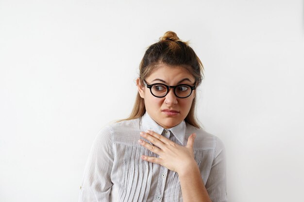 Expressive young woman posing