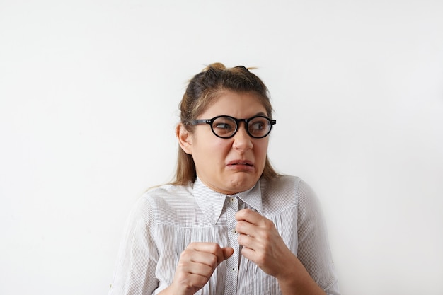 Expressive young woman posing