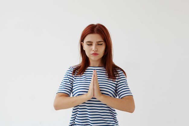 Expressive young woman posing