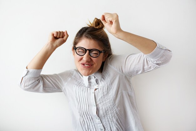 Expressive young woman posing