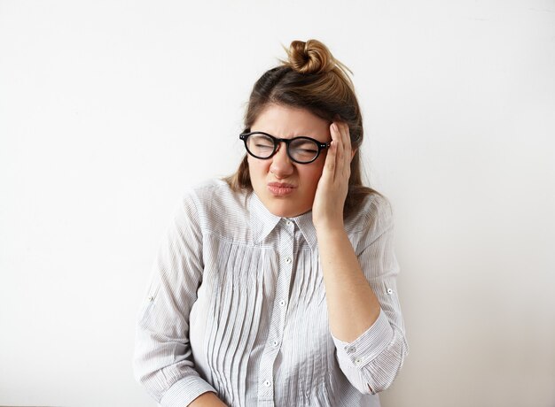 Expressive young woman posing