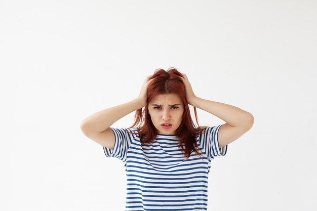 Expressive young woman posing