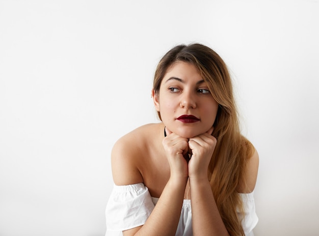 Expressive young woman posing