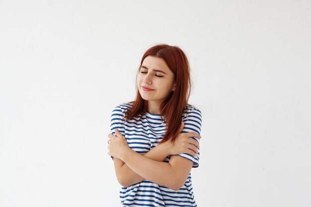 Expressive young woman posing