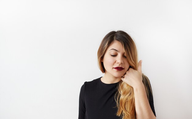 Expressive young woman posing