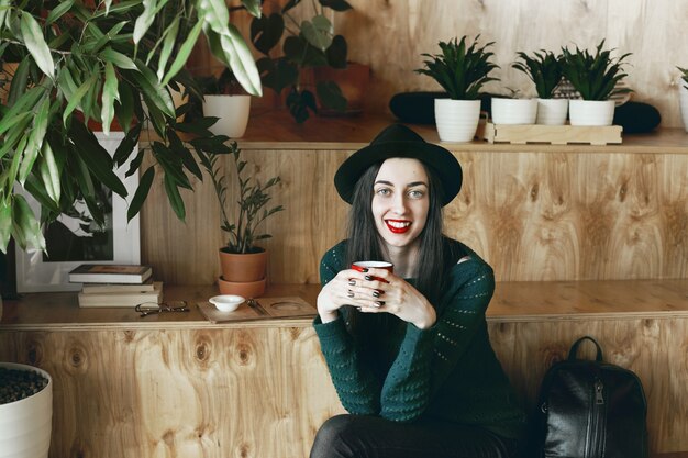 Expressive young woman posing