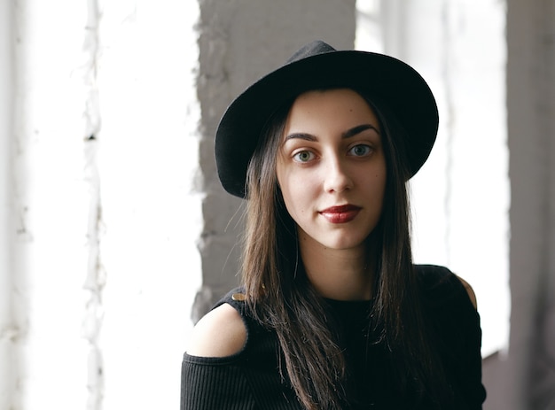 Expressive young woman posing