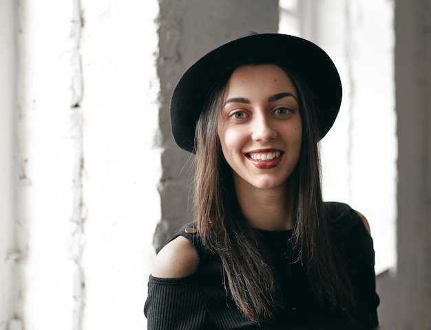 Expressive young woman posing