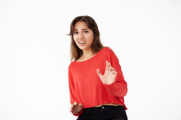 Expressive young woman posing